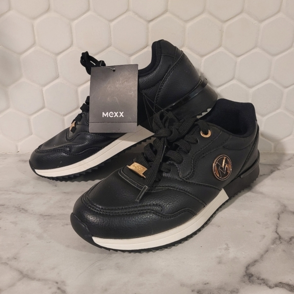 Mexx Black Sneakers with Gold Accents - Picture 1 of 6